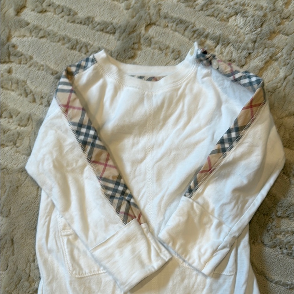 Burberry baby White Plaid Long Sleeve footie
